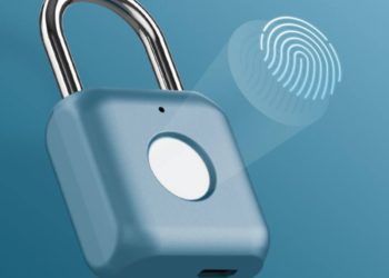 Навесной замок Xiaomi, разблокируется по отпечатку пальца, а его автономность превышает год